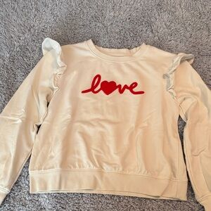 Cat & Jack Cream Pullover with Red Love embroidery